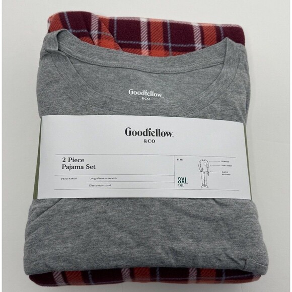 Goodfellow Other - Goodfellow Men's Big & Tall 3XLT Plaid Joggers & Crewneck Shirt Pajama Set New!